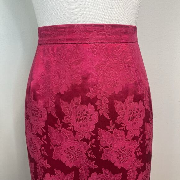 Vintage Melissa 2pc Blazer Skirt Suit Plus sz 16W Pink Brocade Lace Beads 80's - Picture 13 of 14